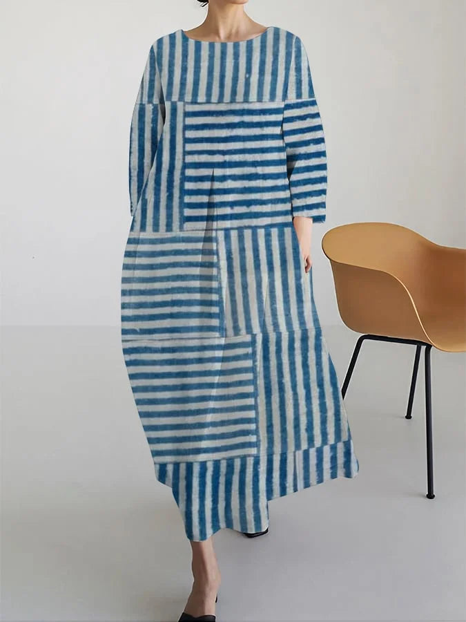 Artistic Striped Midi Dress