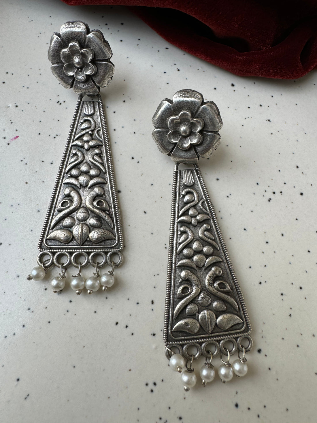 Rosy German Silver Earrings