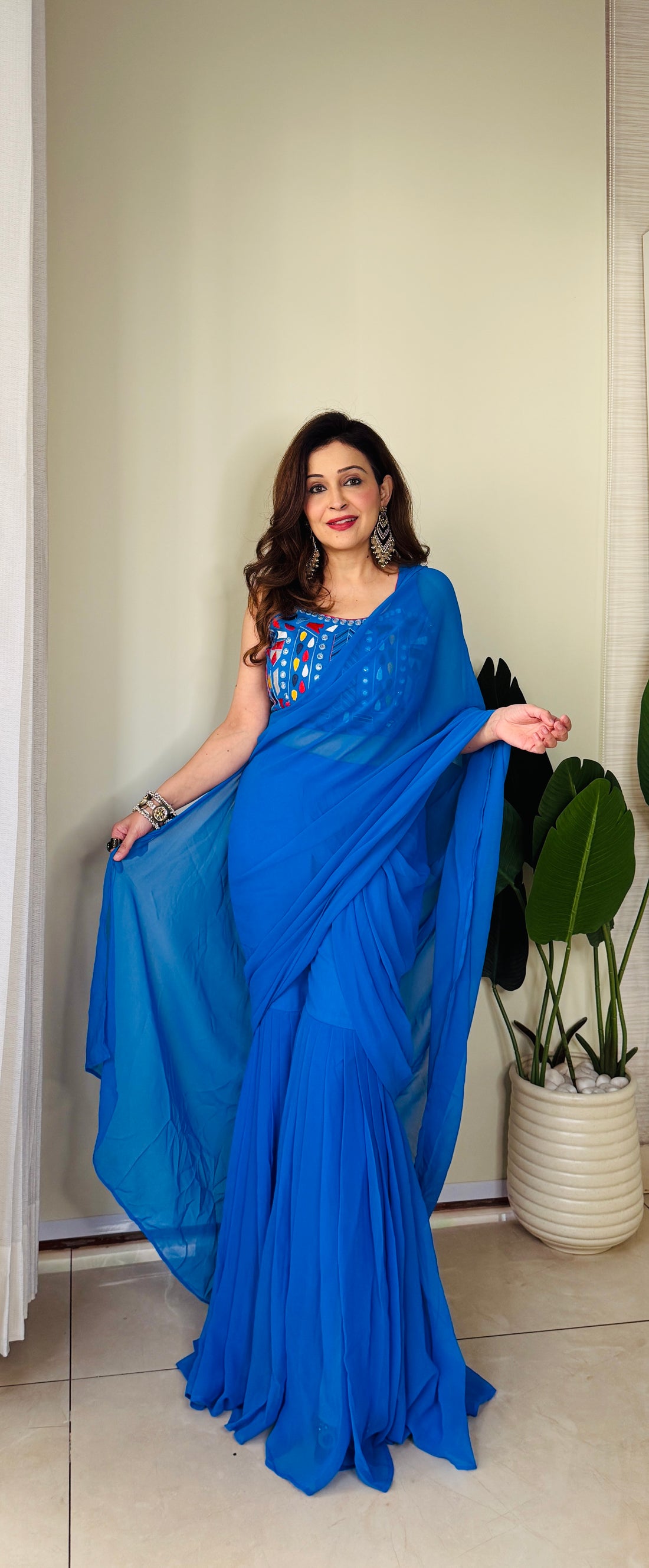 Oceanic Blue Waves Saree