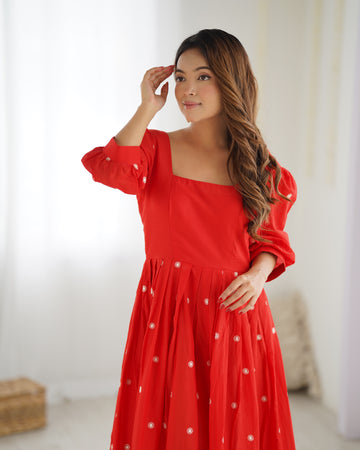 Scarlet Blossom Midi