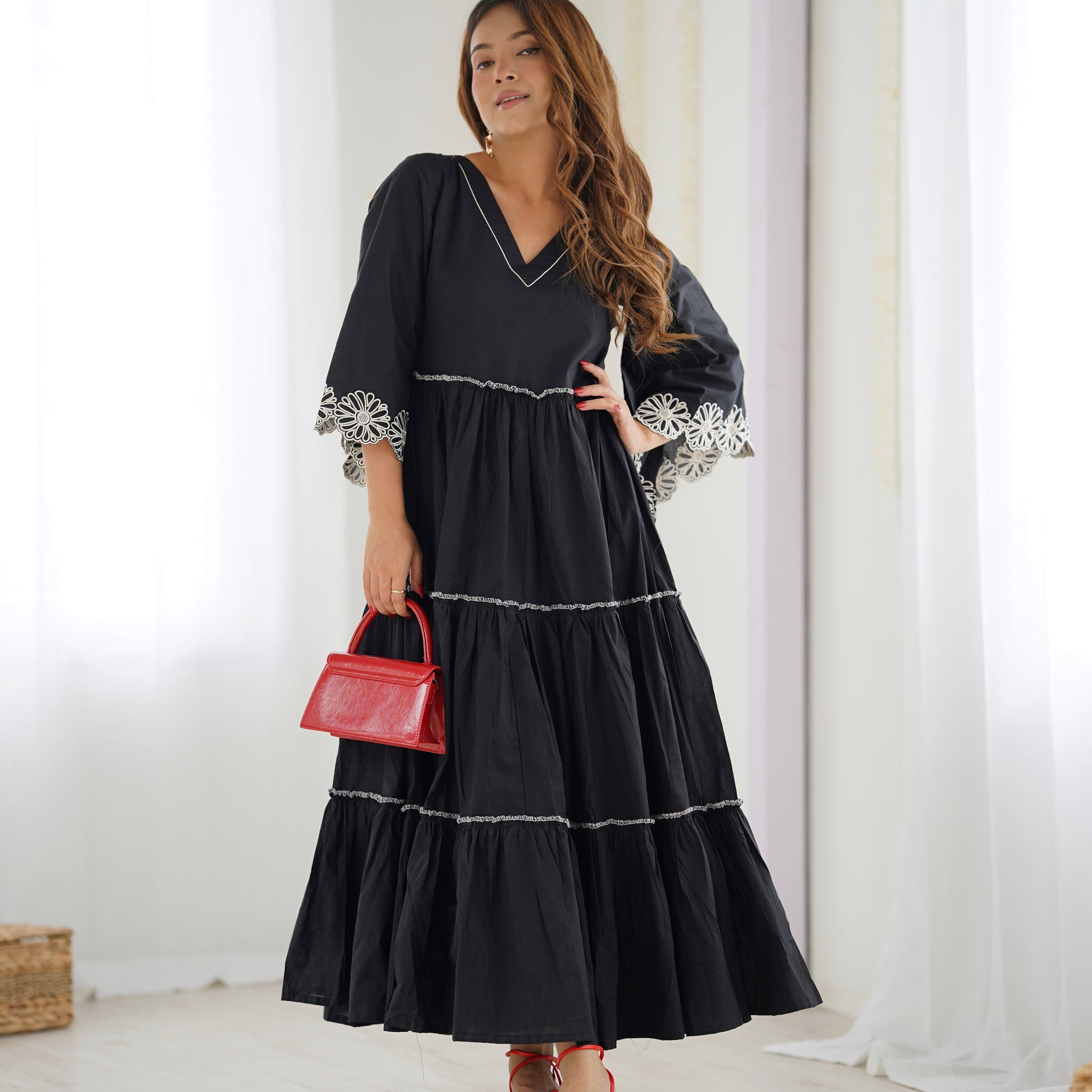 Elegant Black Boho Maxi Dress