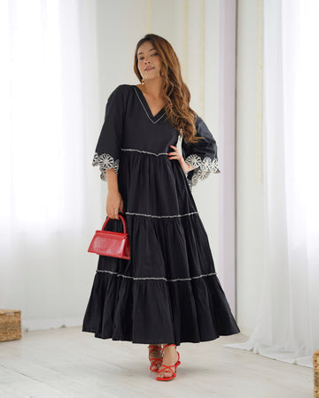 Elegant Black Boho Maxi Dress