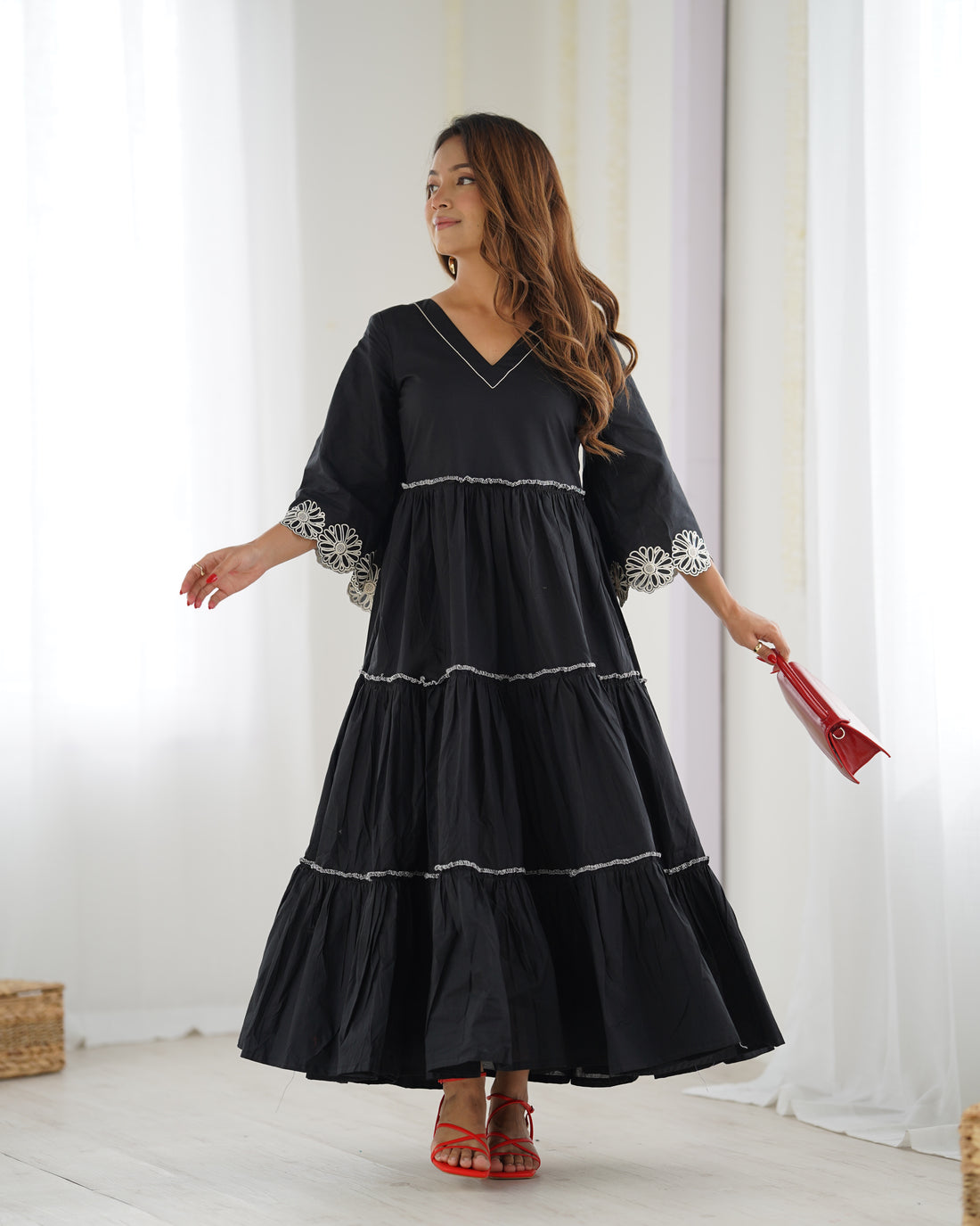 Elegant Black Boho Maxi Dress