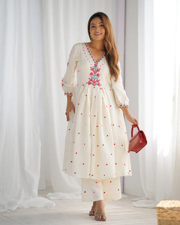 Elegant Ivory Floral Kurta Set