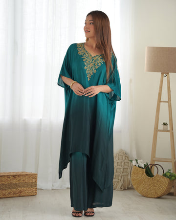 Shaded Green Kaftan Set